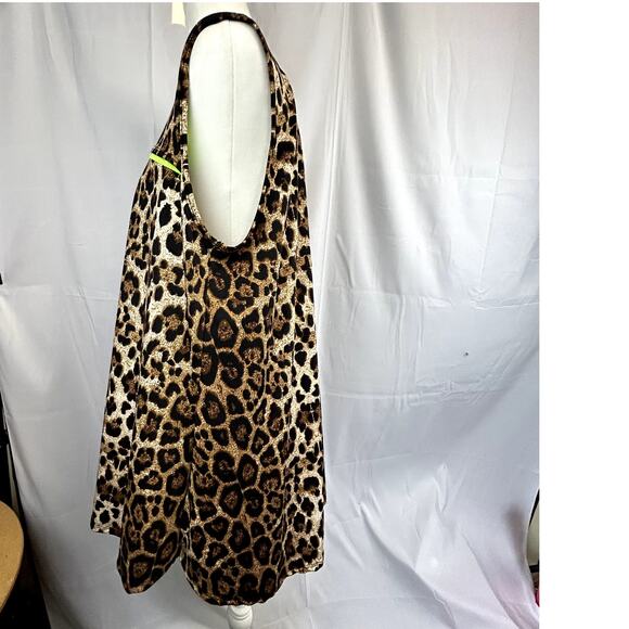 VOLL Animal print top blouse women's XL flowing long sleeveless browns loose - Picture 4 of 8
